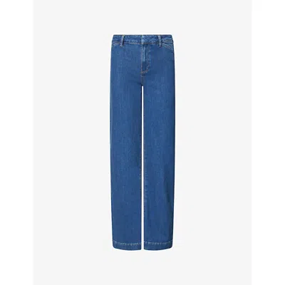 Paige Womens Glendora Leenah Curve-pocket Wide-leg Denim Jeans In Blue
