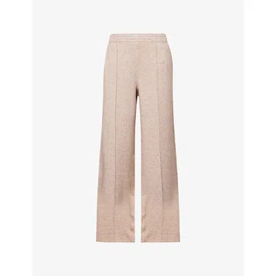 Paige Womens Heathered Camel Harper Wide-leg Knitted Trousers In Neutral