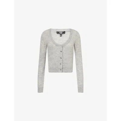 Paige Womens Heather Grey Fortuna Scoop-neck Wool-blend Cardigan In Gray