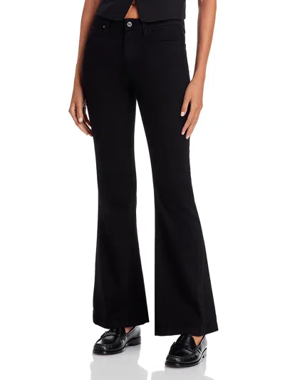 Paige Womens High Rise Solid Flared Jeans In Black