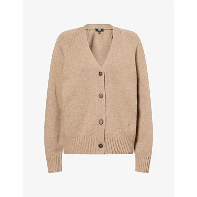 Paige Womens Hikari V-neck Wool-blend Cardigan Barley Xs In Neutral