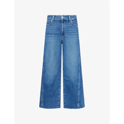 Paige Anessa Cropped Distressed High-rise Wide-leg Jeans In Animal Print