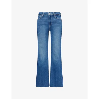 Paige Womens  Laurel Canyon High-rise Raw Hem Denim Jeans In Blue
