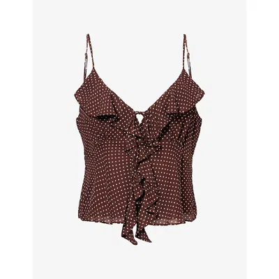 Paige Womens Indiah Polka-dot Woven Cami Top Mahogany / Ecru
