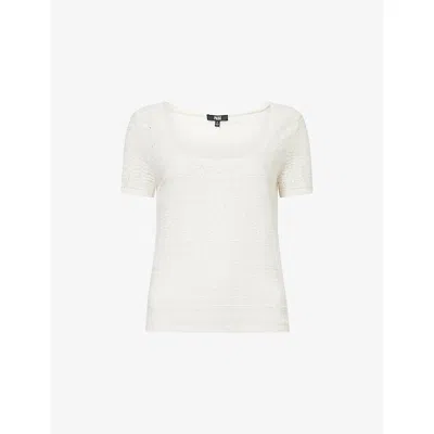Paige Womens Ivory Etoile Round-neck Knitted Top In White