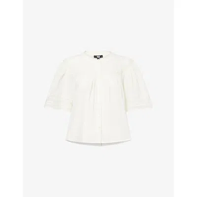 Paige Womens  Pasadena Lace-insert Cotton Blouse In White