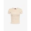 Paige Chantrelle Striped Ribbed-knit T-shirt In Ivory/biscotti