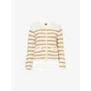 Paige Oberon Striped Cotton-blend Cardigan In Ivory/biscotti