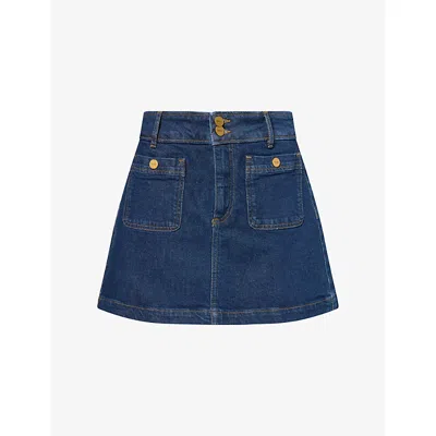 Paige Womens Janelle Mini A-line Cotton-stretch Denim Skirt Teatro