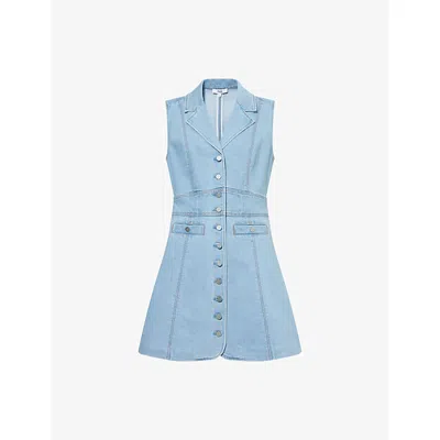 PAIGE WOMENS VIDA NOTCHED-LEPEL DENIM MINI DRESS JOCELYN
