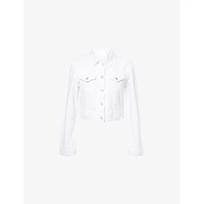 Paige Womens Laundered White Chantal Cropped Denim Jacket
