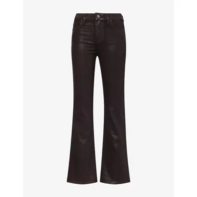 Paige Womens Laurel Canyon Bootcut High-rise Cotton-blend Jeans Chicory Coffee Luxe In Brown