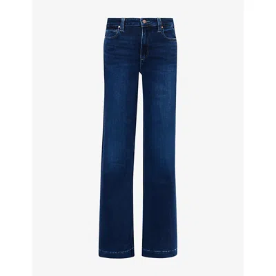 Paige Womens Leenah 34.5-inch Wide-leg Denim Jeans Basilica