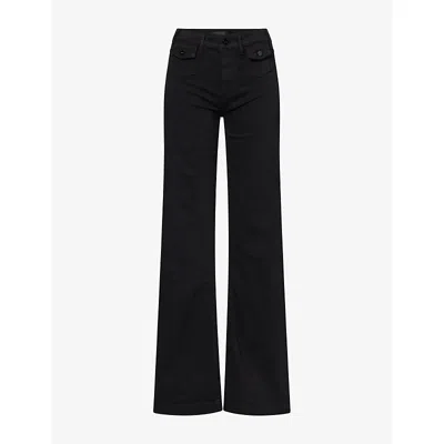 Paige Womens Leenah Patch-pocket Wide-leg Stretch-denim Jeans Black Shadow