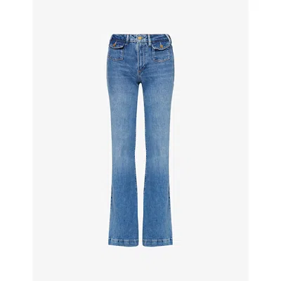 Paige Womens Coventry Leenah Wide-leg Stretch-denim Jeans In Blue