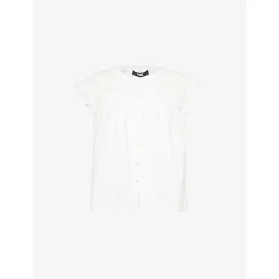 Paige Womens White Levanto Cap-sleeves Cotton Blouse Xs