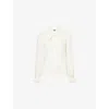 Paige Womens Antique White Leya Puffed-shoulders Silk Blouse Xs In White