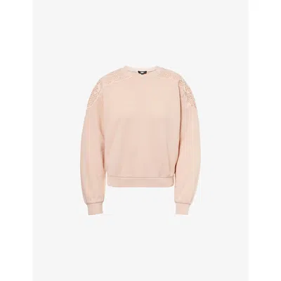 Paige Womens Light Pink Dagmar Lace-trim Cotton Sweatshirt