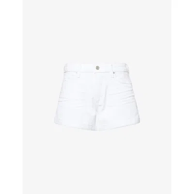 Paige Womens  Dylan Mid-rise Rolled-cuff Denim Shorts In Lived In Crisp White
