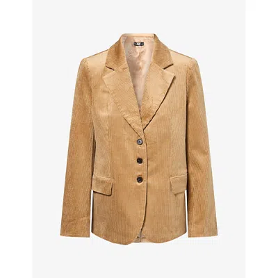 Paige Womens Maeva Notch-lapel Cotton-blend Blazer Golden Caramel In Neutral