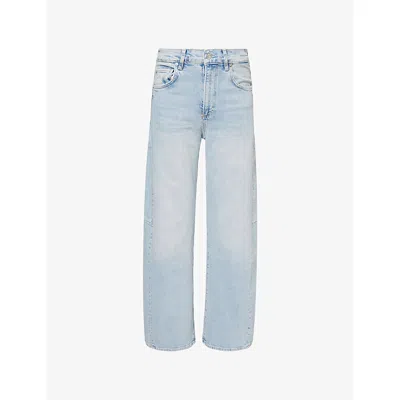 Paige Womens Mar Vista Arellia Skimmer Barrel-leg Denim Jeans In Blue