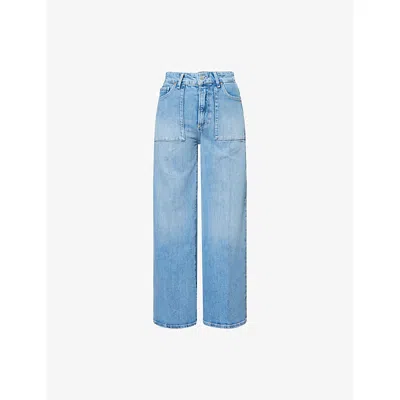 PAIGE WOMENS PAIGE ANESSA PATCH-POCKETS ANKLE WIDE-LEG DENIM JEANS