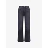 Paige Womens Ink Black Marlow Skimmer Flared Stretch-denim Blend Jeans In Black