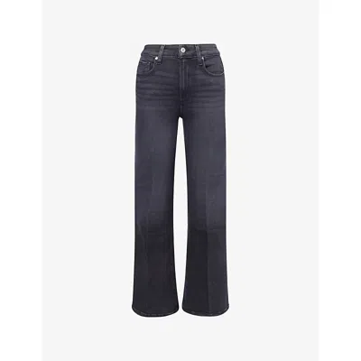 Paige Womens Ink Black Marlow Skimmer Flared Stretch-denim Blend Jeans