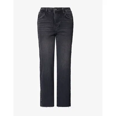 Paige Womens Mason Ankle-crop Denim Jeans Glitz Black Embellished