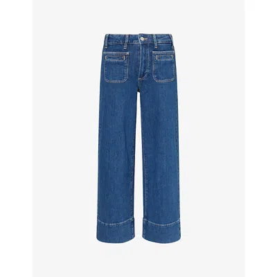 Paige Womens Navigator Anessa High-rise Wide-leg Denim Jeans In Blue