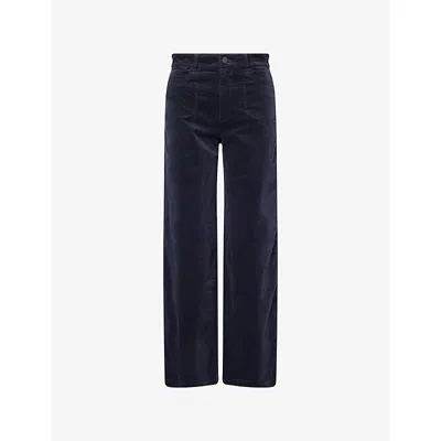 Paige Womens Navy Anessa Corduroy Stretch-cotton Blend Trousers In Blue