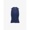 Paige Womens Noellia Ribbed Cotton-blend Knitted Tank Top Navy Xs In Blue