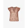 Paige Cornelia Flutter Sleeve Silk Top In Brown