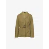 Paige Womens Olive Cluny Belted Stretch-cotton Blend Jacket Xs In Green