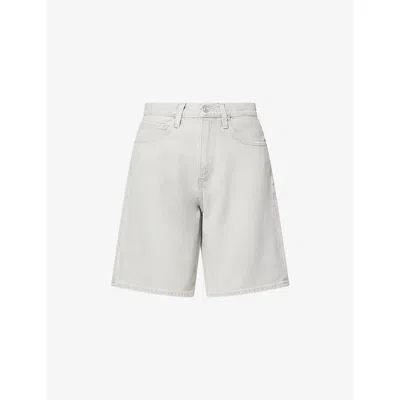 Paige Womens Pacific Haze Faye High-rise Denim Shorts In White