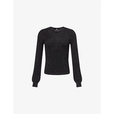 Paige Adela Metallic Ribbed Sweater In Black