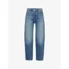 PAIGE WOMENS LOVEJOY DISTRESSED ALEXIS HIGH-RISE BARREL-LEG STRETCH-DENIM JEANS