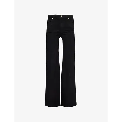 Paige Womens  Charlie High-rise Flared Stretch-denim Jeans In Black Shadow