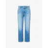 Paige Womens  Cindy Cropped Raw-hem Straight-leg Denim Jeans In Mesmerize