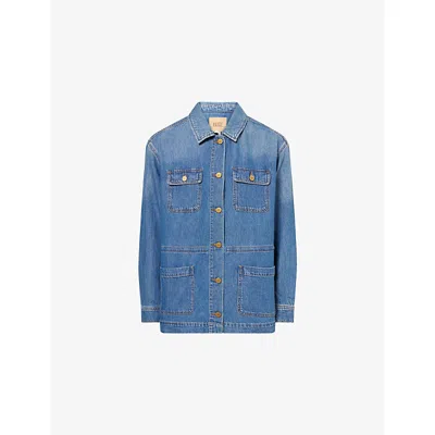 Paige Womens La Verne Clarke Patch-pocket Denim Jacket Xs In Blue
