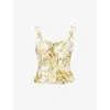 Paige Womens Oyster White Multi Coralee Floral Silk-and-linen Top In White