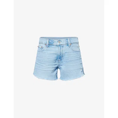 Paige Womens  Dylan Raw-hem Mid-rise Denim Shorts In My Girl Distressed