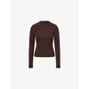 Paige Womens Dark Chocolate Henrietta Mock-neck Modal-blend Top In Brown