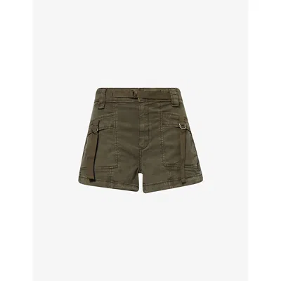 Paige Womens Vintage Forester Green Radley Patch-pocket Woven Cargo Shorts