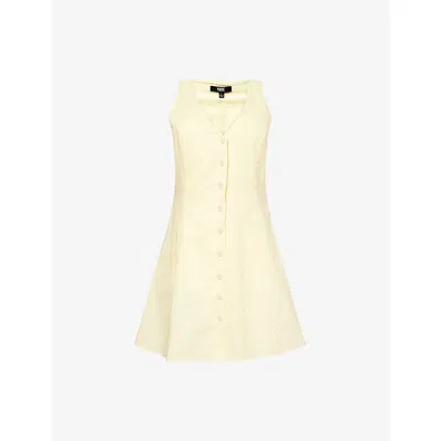 Paige Womens Sunshine Yellow Raye Button-up Linen-blend Mini Dress