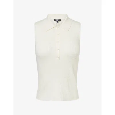 Paige Womens  Vesta Knitted Cotton-blend Top In Ivory