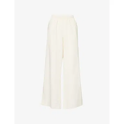 Paige Womens  Jude Wide-leg Silk-blend Trousers In White