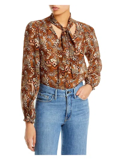 Paige Womens Printed Crepe Blouse In Brown