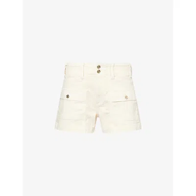 Paige Womens Quartz Sand Olivia High-rise Cargo Denim Shorts In Multi