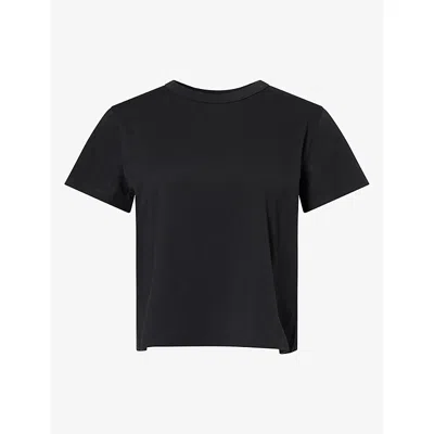 Paige Womens Rhodes Cropped Cotton T-shirt Black
